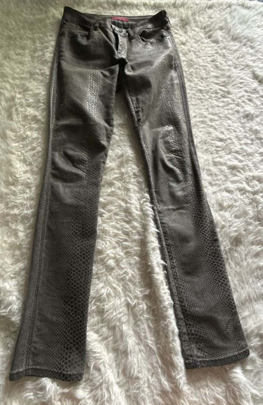 Alice + Olivia Grey Snakeskin Print Skinny Jeans